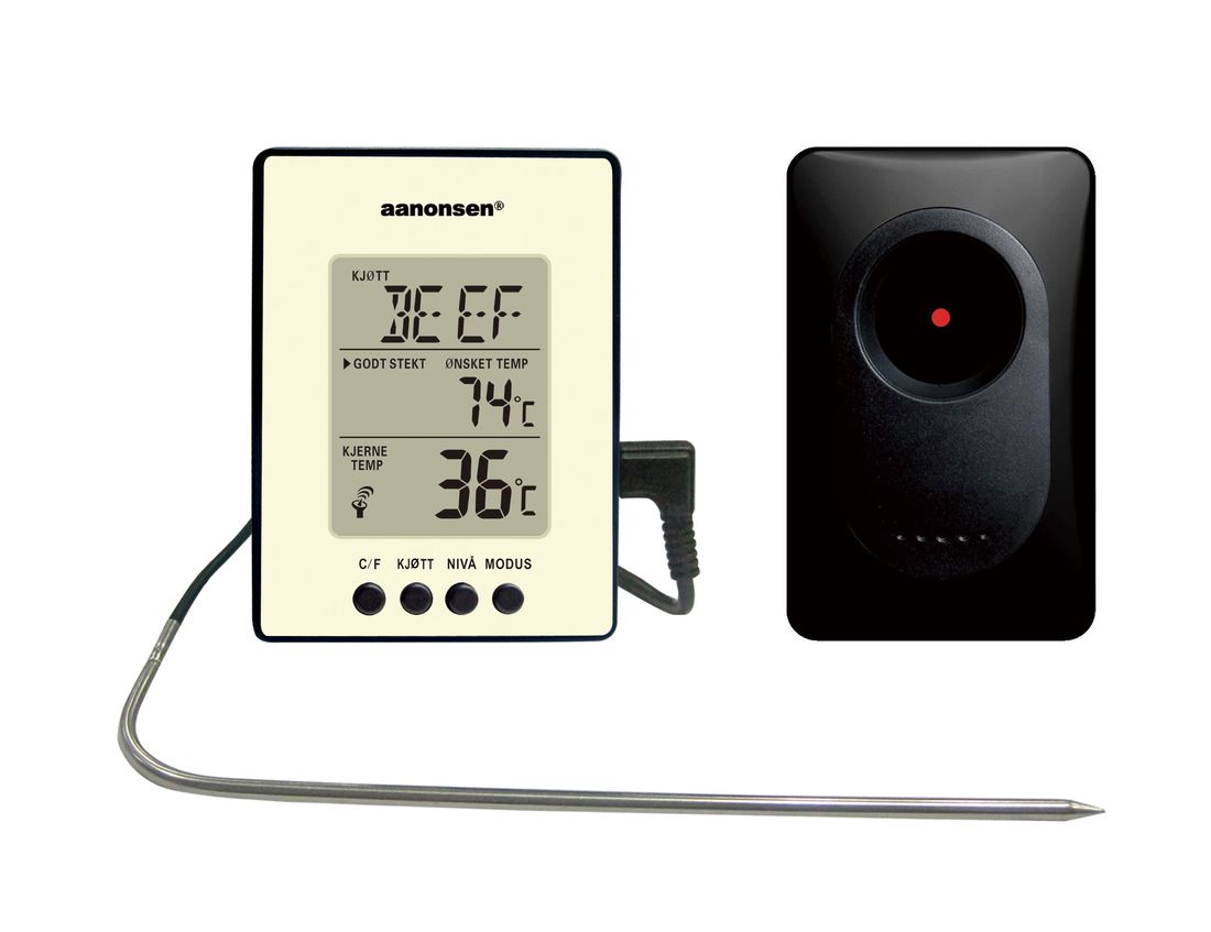 Art.nr.48-2220E Trådløs steketermometer, elfenben - digitalt med silikonledning